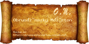 Obrusánszky Márton névjegykártya